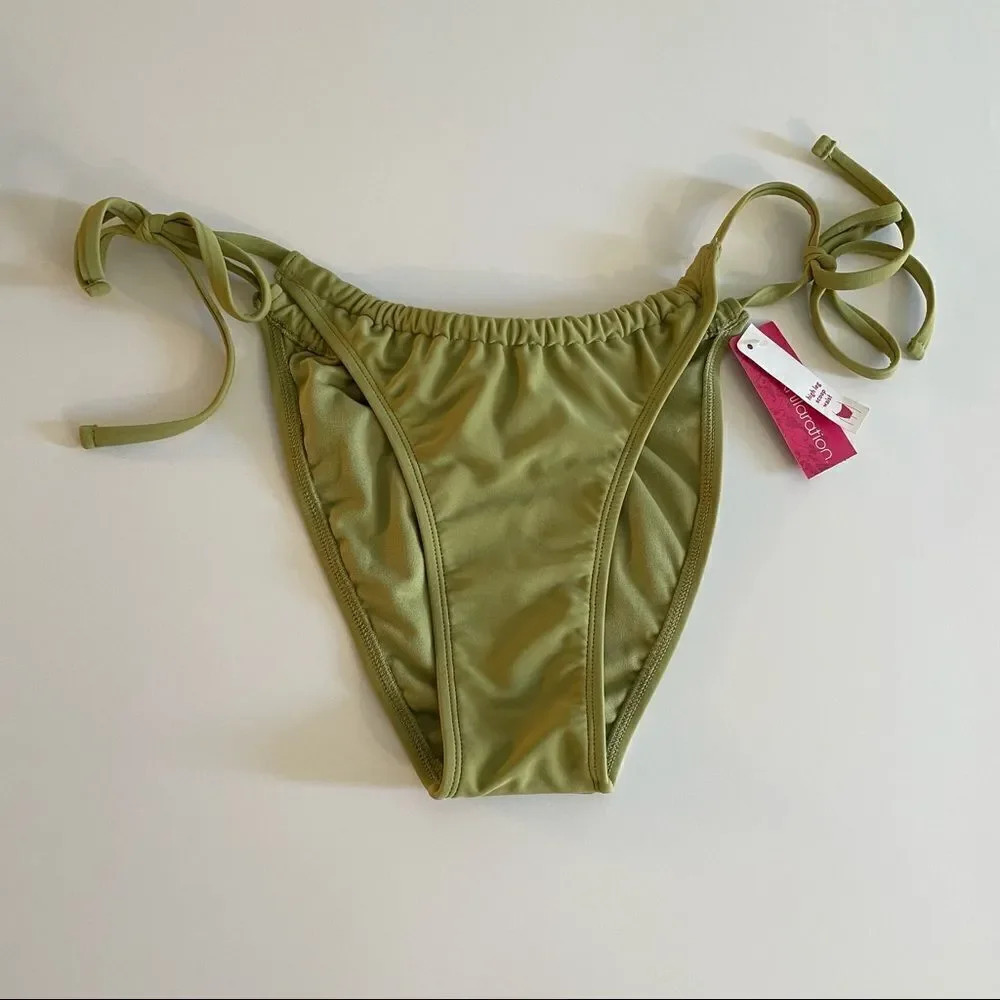 Xhilaration green high leg scoop waist bikini bottom - Picture 3 of 11